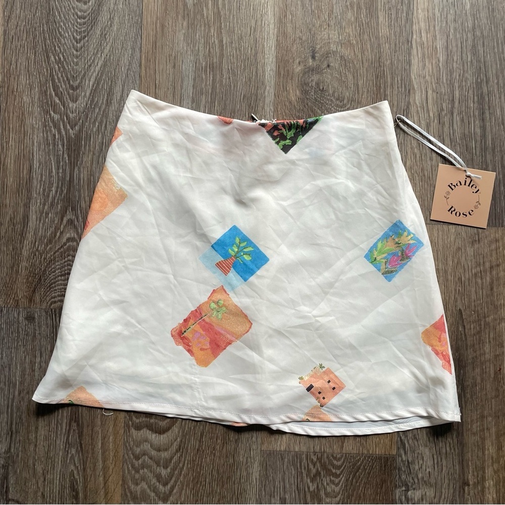 Bailey Rose NWT Coastal Art Print Mini Skirt Small Summer European Vibe